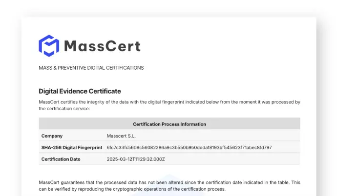 Certificat MassCert